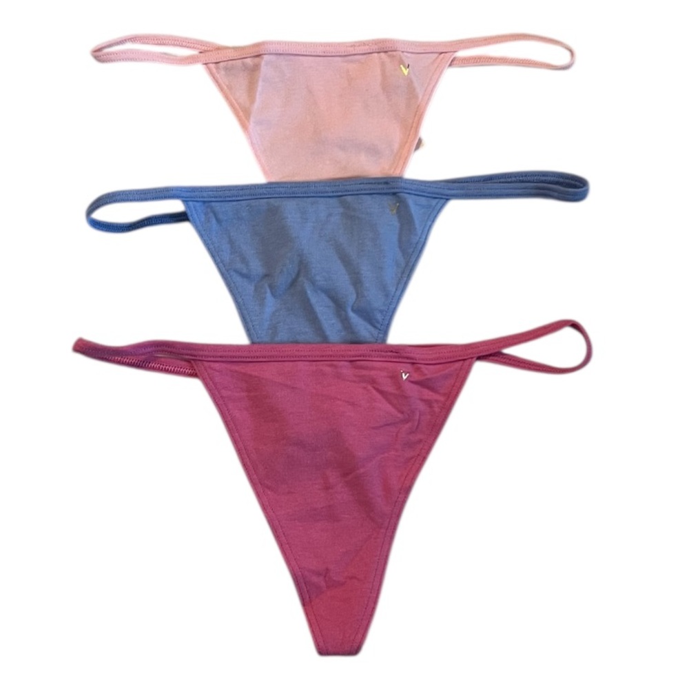 #4-Victoria's Secret 3-Pack Pinks & Blue String Bikinis Wo…